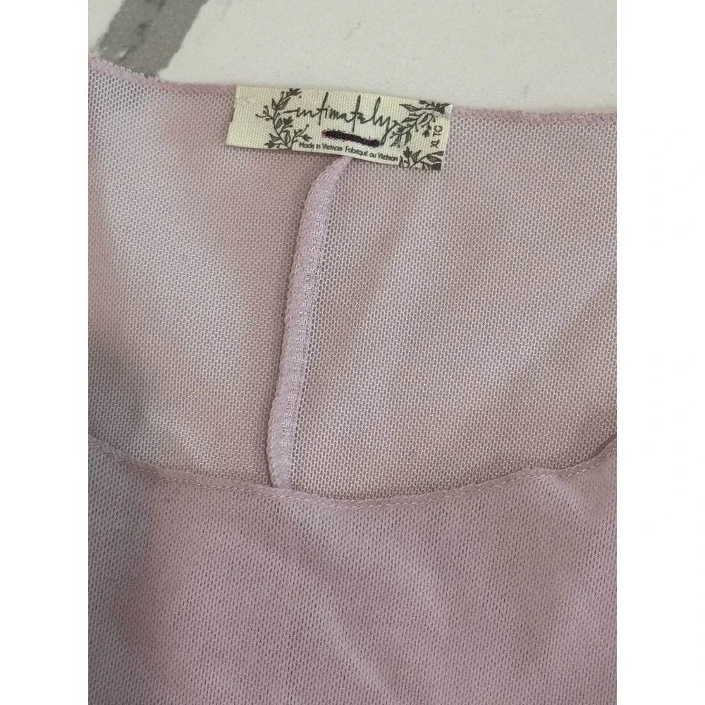 Intimately‎ Free People Velvet Mesh Long Sleeve Shirt Size XL Light Pink